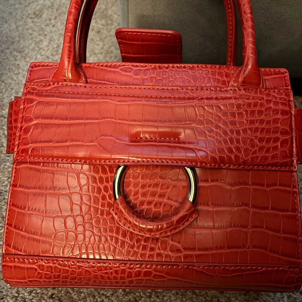 Red Croc-Embossed Handbag